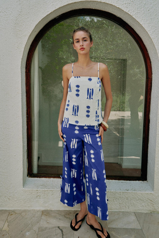 Pantalon-culotte imprimé avec nœuds