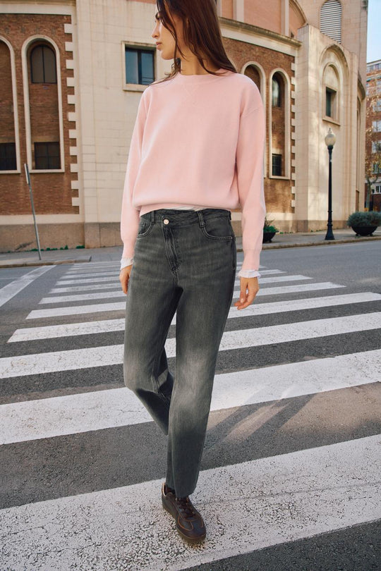 Jean Z1975 coupe droite, taille haute à ceinture croisée