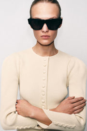 Veste en maille à manches bouffantes