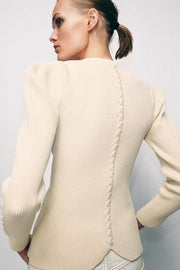 Veste en maille à manches bouffantes