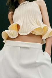 Top côtelé en maille peplum