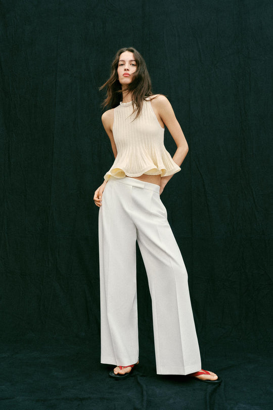 Top côtelé en maille peplum