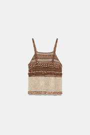 Top en maille au crochet à perles