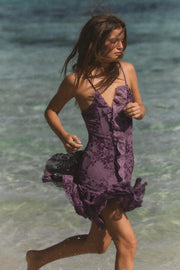 Robe à volants en tulle floqué