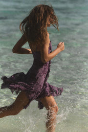 Robe à volants en tulle floqué