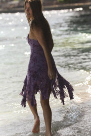 Robe à volants en tulle floqué