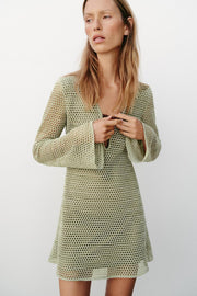 Robe mini au crochet à détail métallique