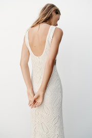 Robe midi au crochet à détail métallique