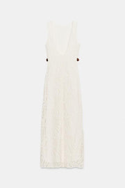Robe midi au crochet à détail métallique