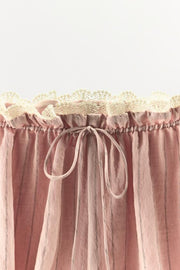 Short ballon à rayures et dentelle