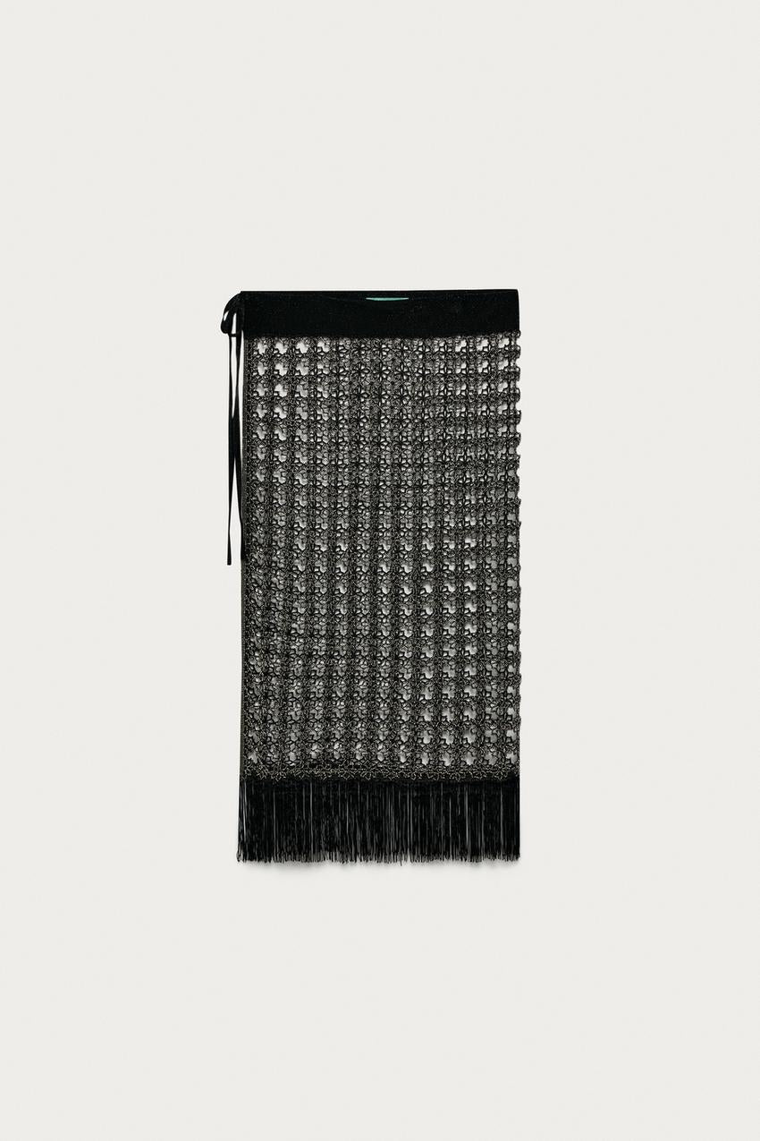 Paréo ajourés à perles à franges Marisa Berenson x