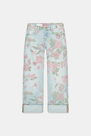 Jean TRF imprimé coupe ample à revers, taille basse