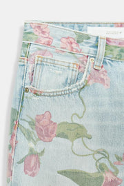 Jean TRF imprimé coupe ample à revers, taille basse