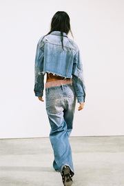 Blouson en denim TRF à motifs cœur