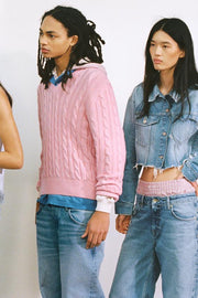 Blouson en denim TRF à motifs cœur