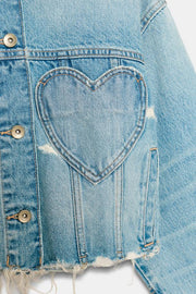 Blouson en denim TRF à motifs cœur