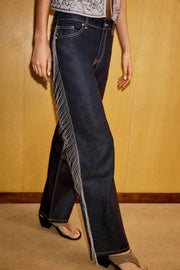 Jean TRF coupe droite taille basse à franges