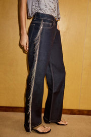 Jean TRF coupe droite taille basse à franges