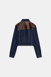 Blouson en cuir effet denim