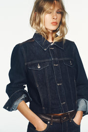 Blouson en cuir effet denim