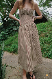 Robe à rayures contrastée en popeline