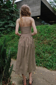 Robe à rayures contrastée en popeline