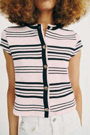 Top rayé à boutons