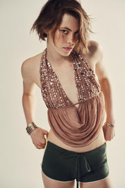 Top dos-nu à sequins