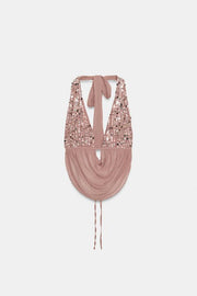 Top dos-nu à sequins