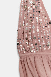 Top dos-nu à sequins