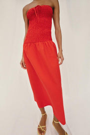 Robe midi smockée