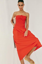 Robe midi smockée