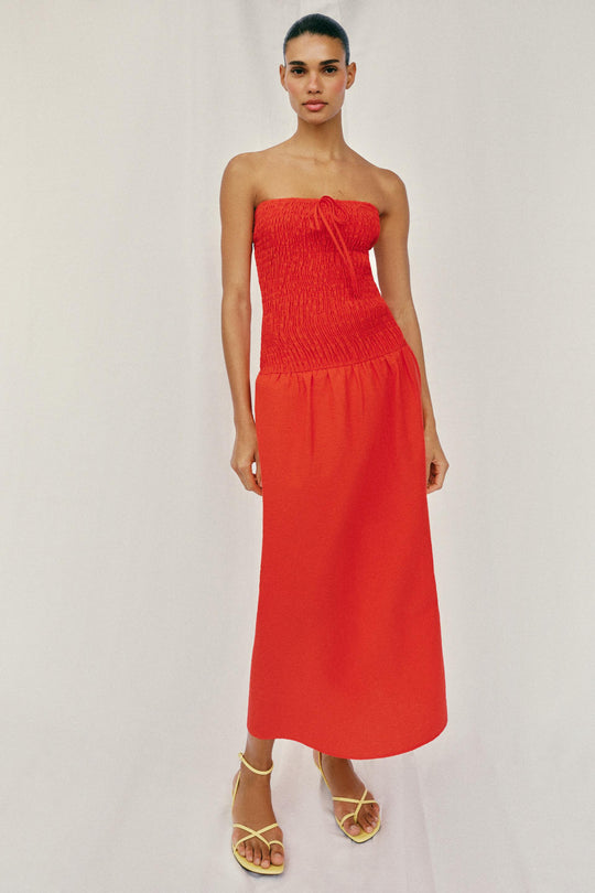 Robe midi smockée