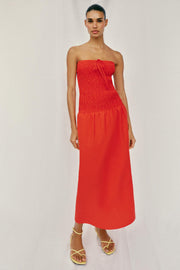 Robe midi smockée