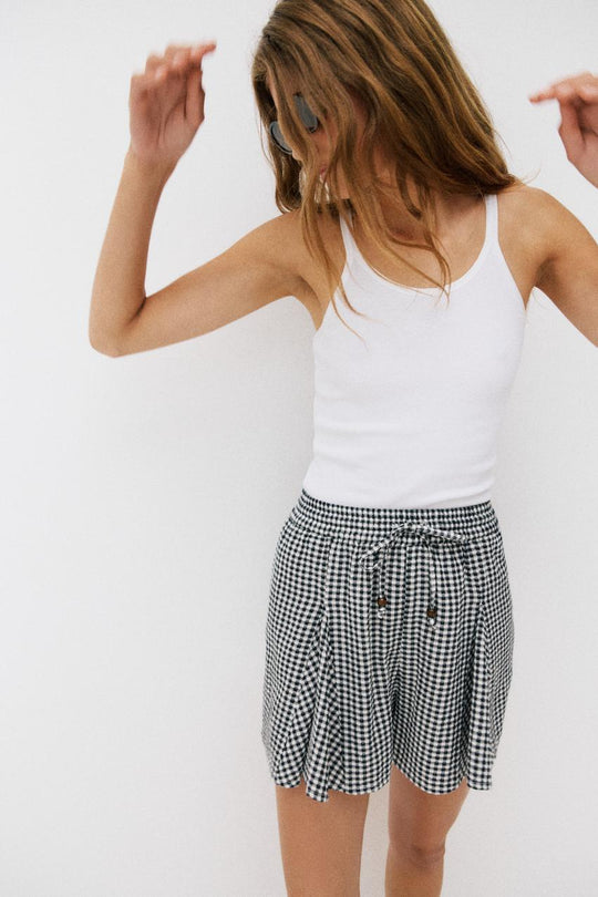 Jupe-culotte à carreaux vichy évasée