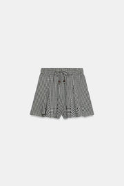 Jupe-culotte à carreaux vichy évasée