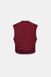 Top drapé en polyamide à détail métallique