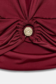 Top drapé en polyamide à détail métallique