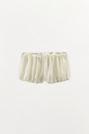 Short bouffant à rayures et volants