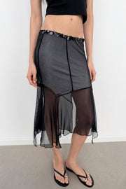 Jupe en tulle asymétrique à sequins