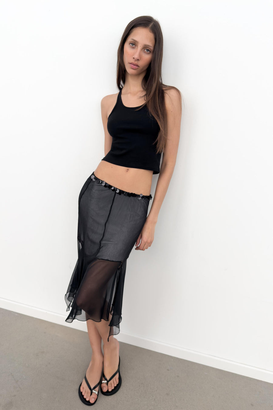 Jupe en tulle asymétrique à sequins