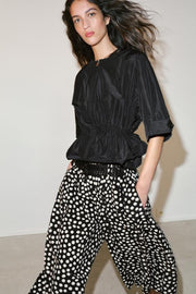 Pantalon-culotte à pois avec ceinture