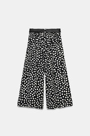 Pantalon-culotte à pois avec ceinture
