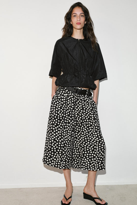 Pantalon-culotte à pois avec ceinture