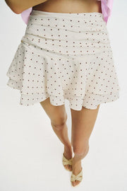 Jupe-culotte à volants à pois