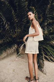 Short brodé à taille élastique