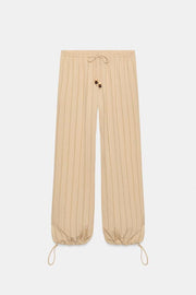 Pantalon large à rayures et taille élastique