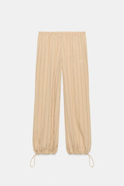 Pantalon large à rayures et taille élastique