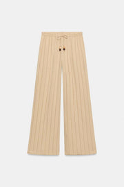 Pantalon large à rayures et taille élastique
