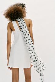 Robe dos-nu effet foulard à pois